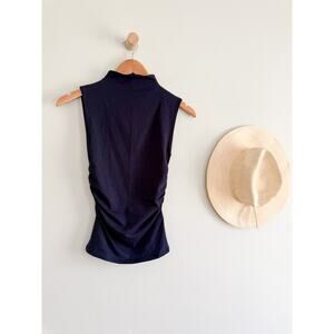 Madewell | NWT Ruched Mockneck Tank Navy Sleeveless Top | Sz XS